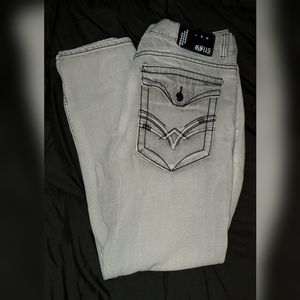 Men's Light Gray Straight Leg Relaxed Denim Jeans